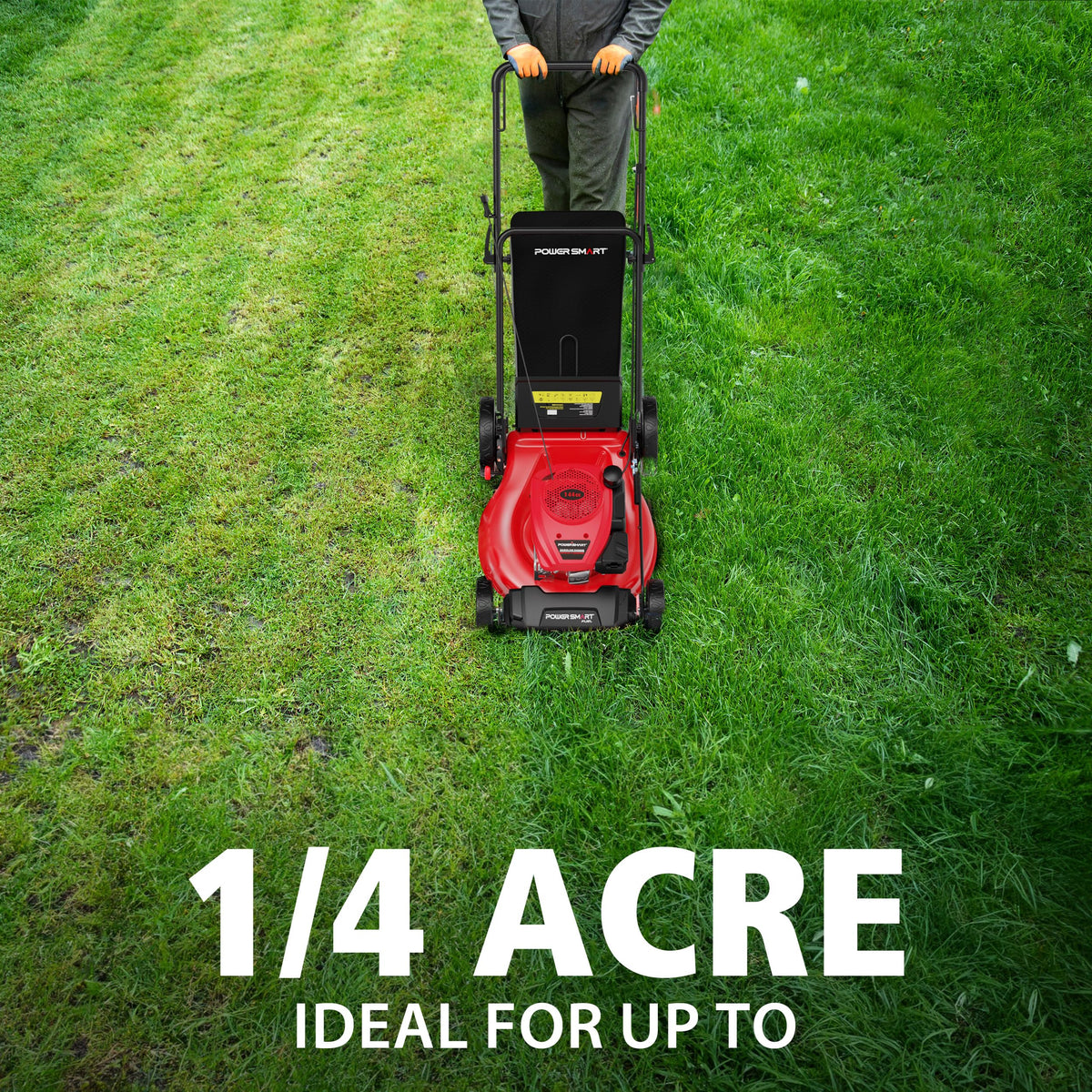 PowerSmart 2-in-1 cutting design enables bagging and mulching for versatile lawn maintenance.