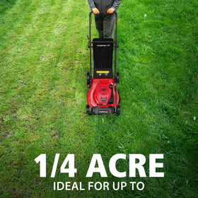 PowerSmart 2-in-1 cutting design enables bagging and mulching for versatile lawn maintenance.