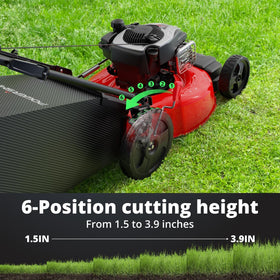 PowerSmart six-height cutting options tailor the trim to the yard.