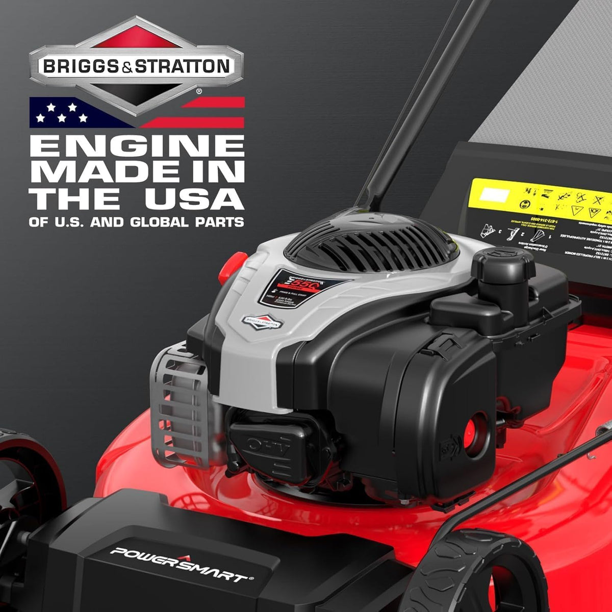 PowerSmart easy-pull start with auto choke for quick starts.