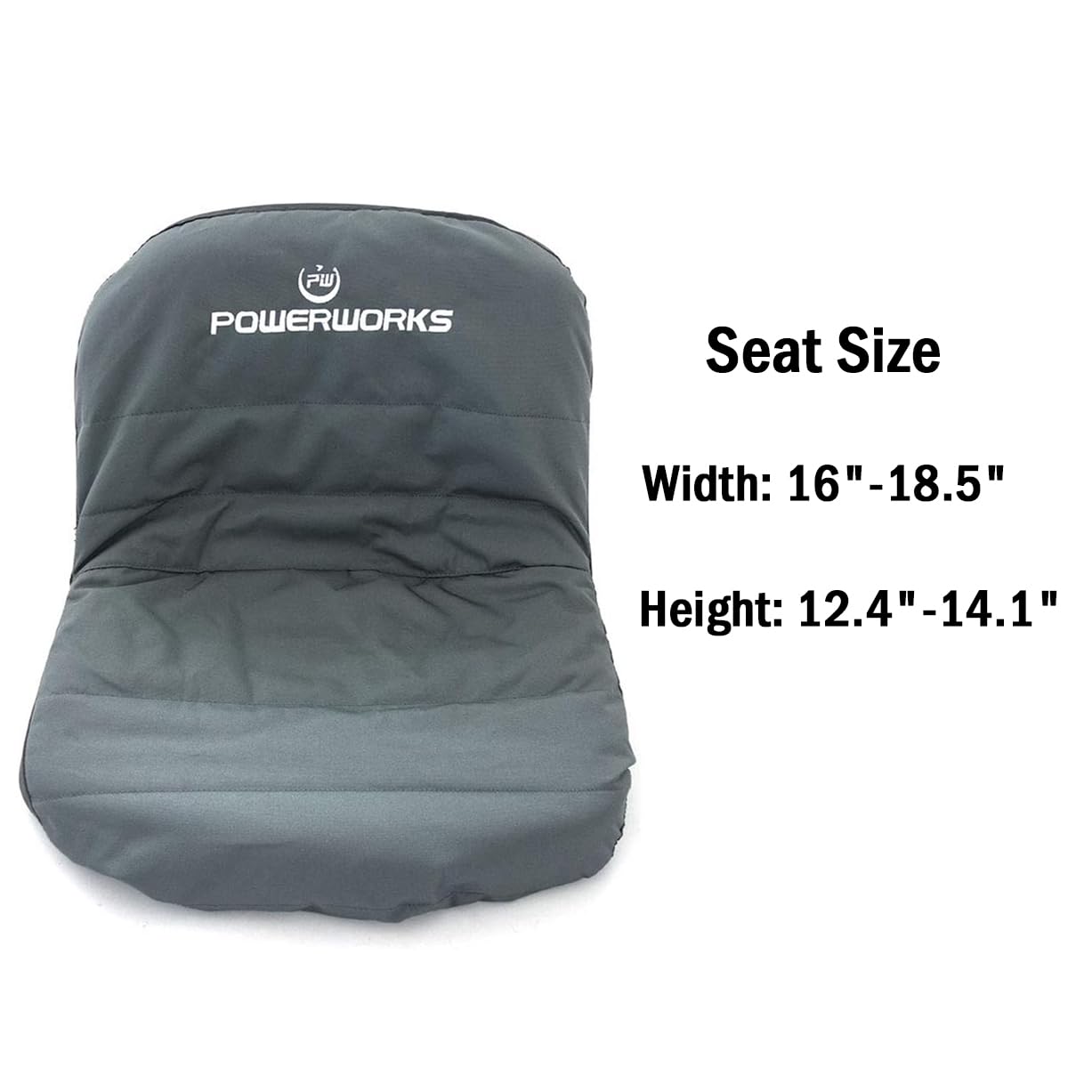 Powerworks Weatherproof Deluxe Seat Cover showing elastic hem for quick install