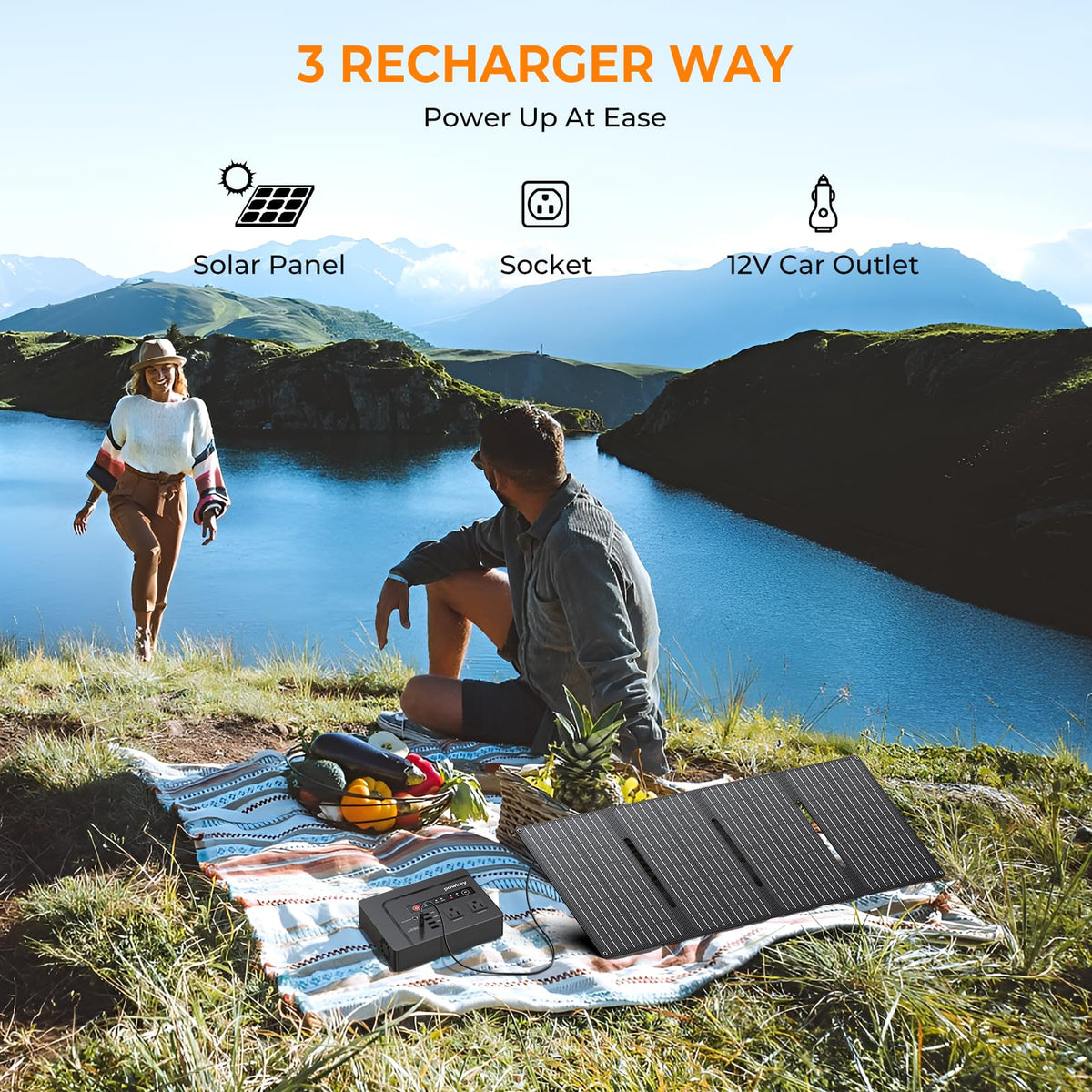 Powkey 146Wh portable power station fits in a backpack for easy travel.