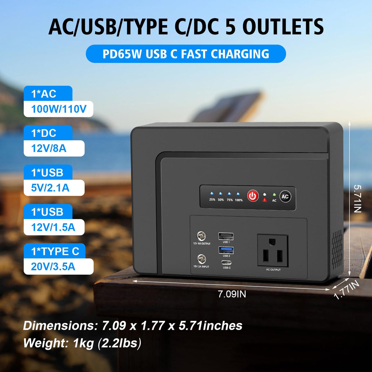 Powkey 7 outlets enable charging tablets, cameras, and more.