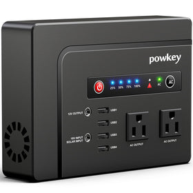 Powkey portable power station front view for outdoor power on demand.