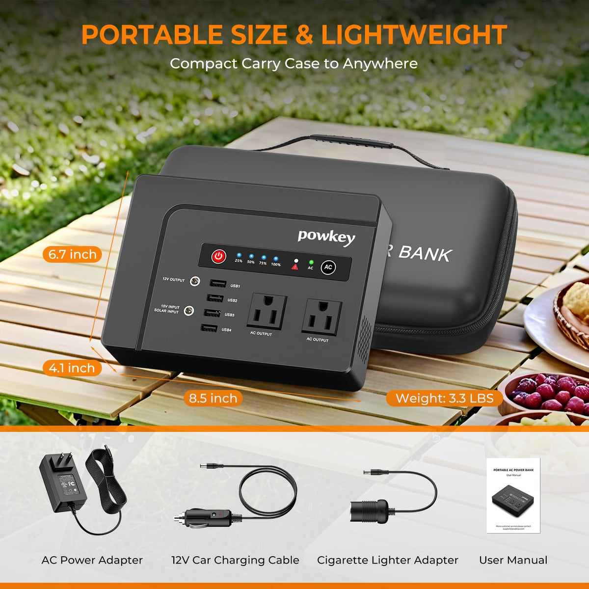 Powkey pure sine wave outlet visual emphasizes stable power delivery.
