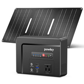 Powkey solar generator with panel included for off-grid charging on outdoor trips.