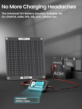 POWOXI automatic maintenance mode stops charging when full and resumes automatically.