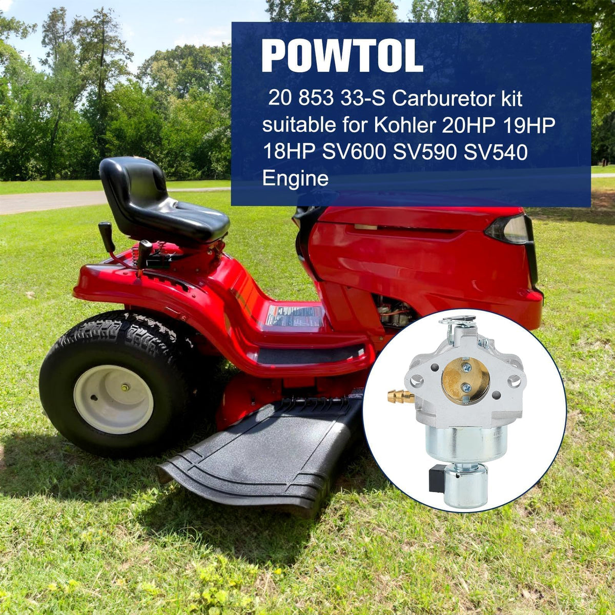 Powtol 20-853-33-S carburetor side view highlighting durable construction.