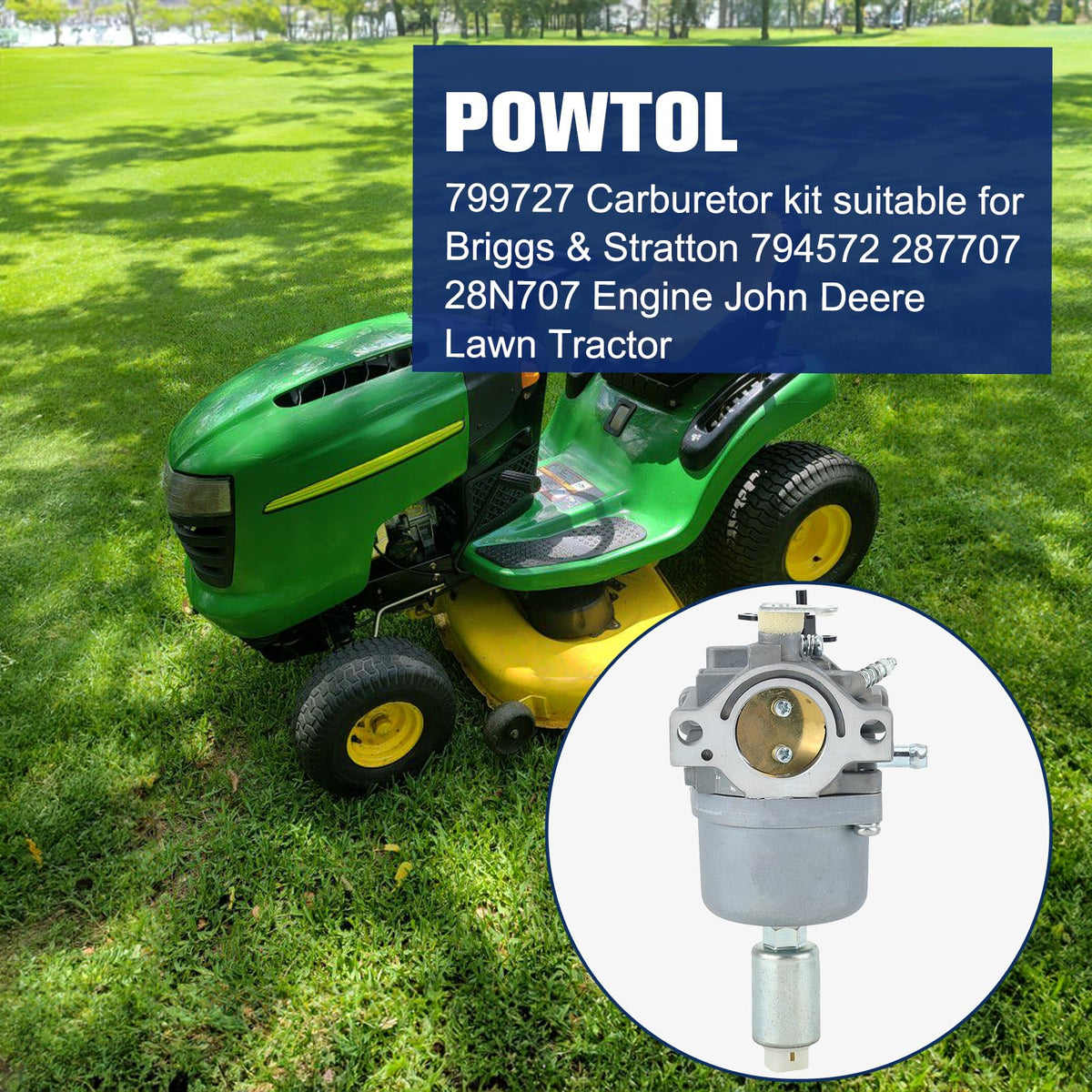 Powtol 594593 carburetor side with air filter attachment for easy maintenance