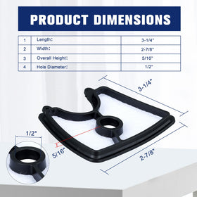 Powtol 125B air-filter dimensions indicating precise fit for intake.