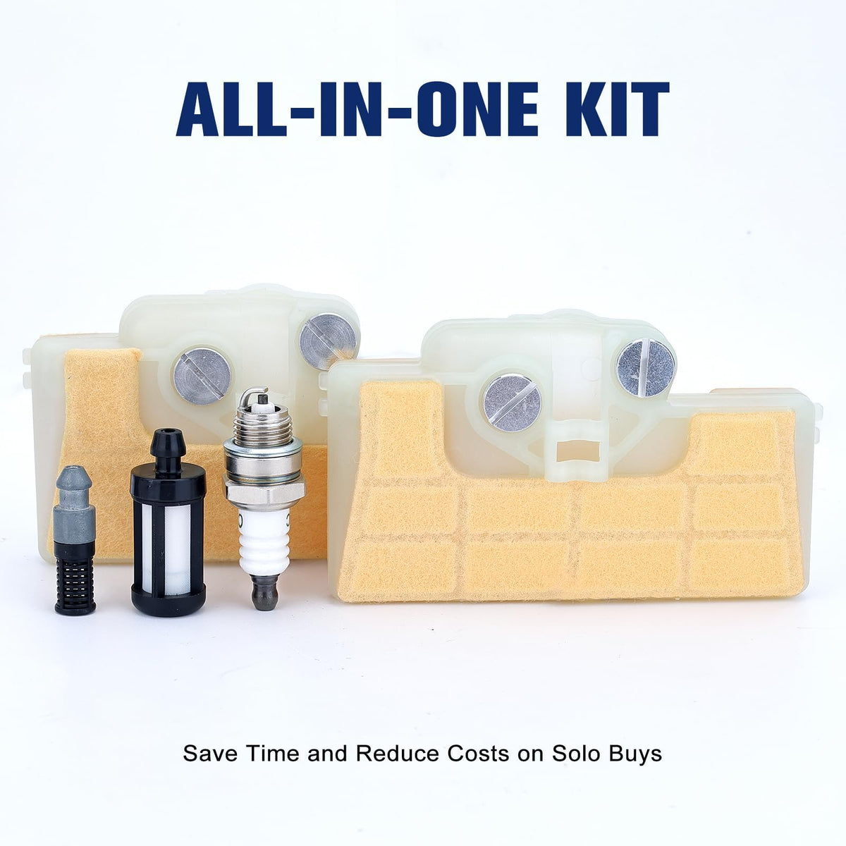 Powtol complete kit includes filters plus spark plug for easy tune-ups.