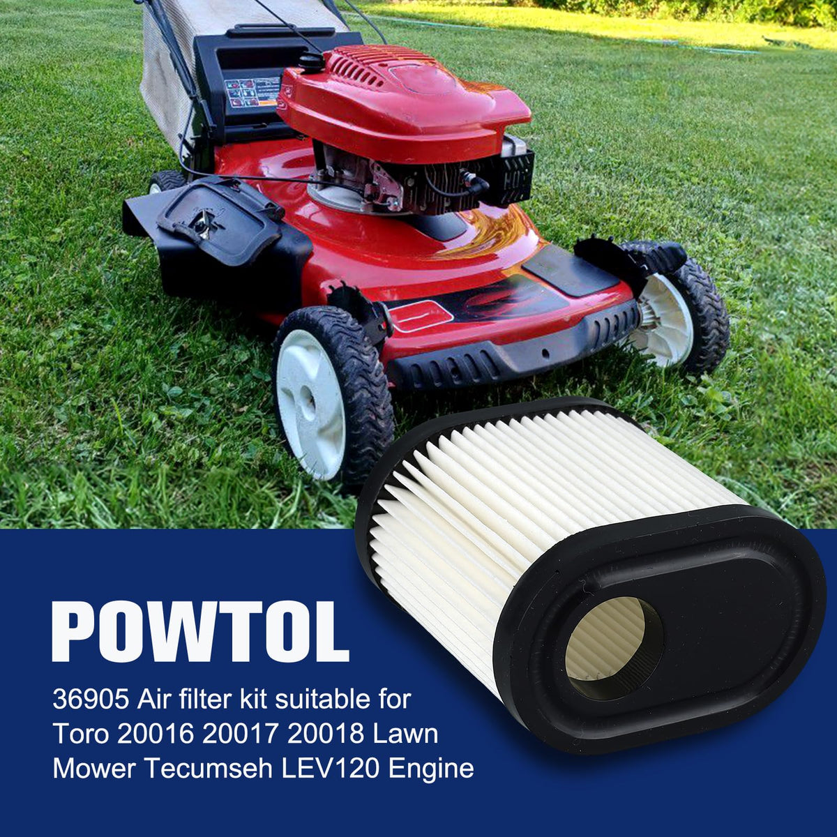 Powtol RJ19LM spark plug included for smoother starts and engine efficiency.