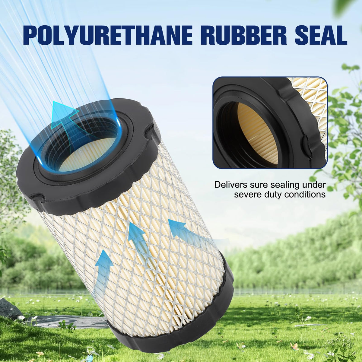Powtol polyurethane seal detail on the 594201 style filter for durable sealing.