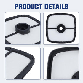 Powtol SRM-225 air filter box outline emphasizes compact design and easy storage.