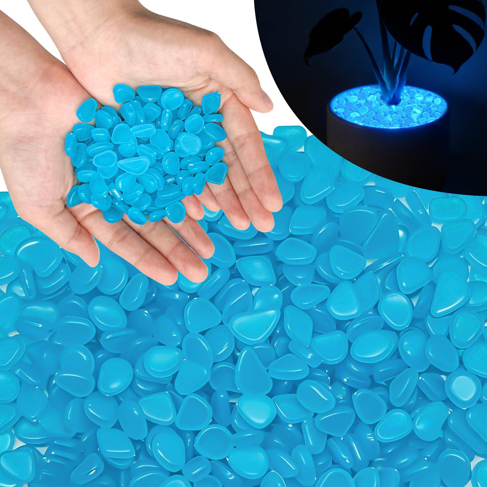 PoYang glow rocks illuminate blue glow along garden path for ambient night lighting