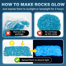 PoYang glow rocks arranged in a planter for a luminous display