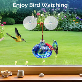 Pozfun hand-blown glass hummingbird globe showcases craftsmanship.