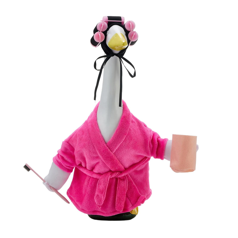 POZMTIORE Lady Goose bathrobe with tie closure for easy porch decor.