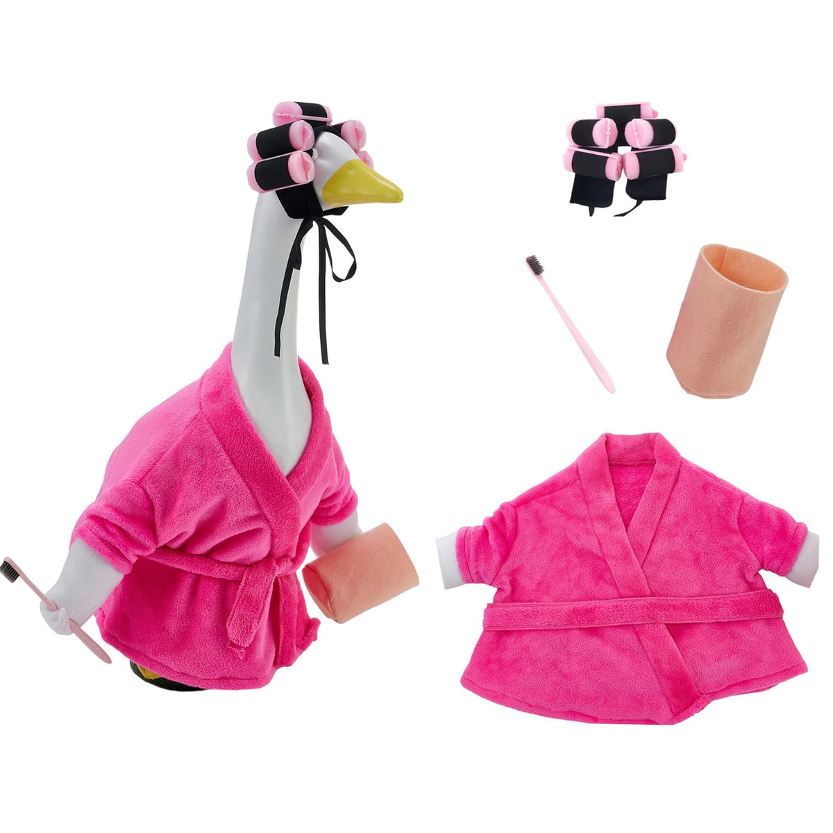 POZMTIORE Rose Red goose outfit closeup shows styling options.