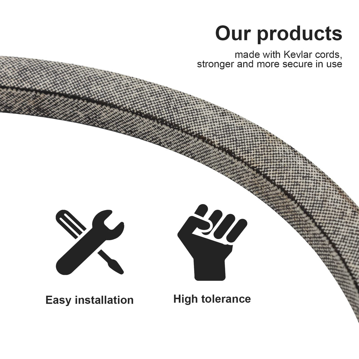 PPP 42-inch deck compatibility graphic emphasizes proper belt fit.