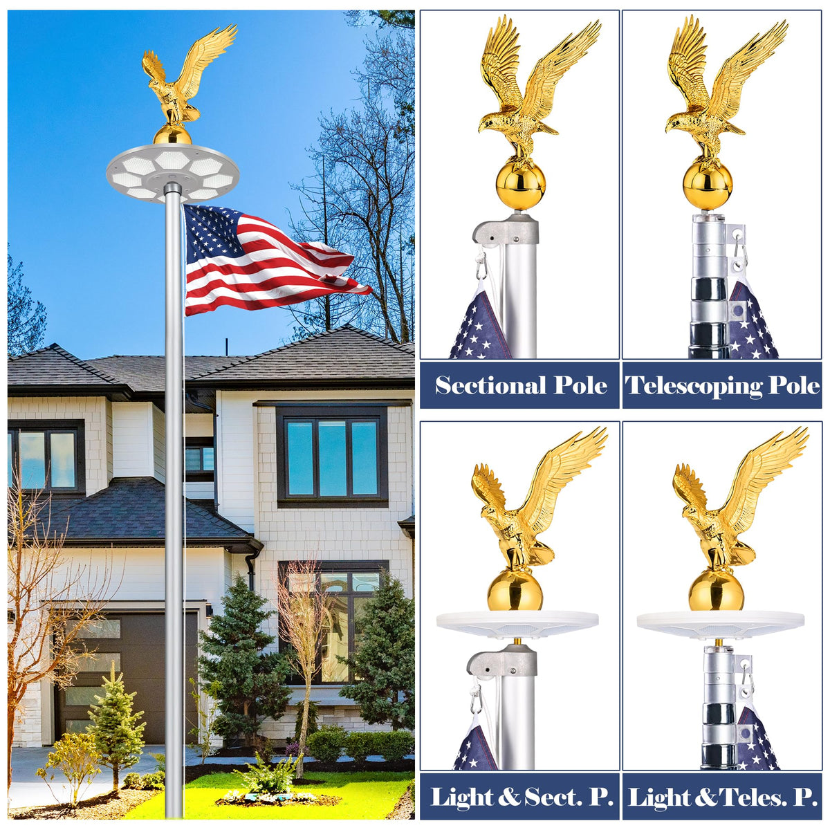 PPQ durable waterproof and rust-resistant finish on eagle topper.