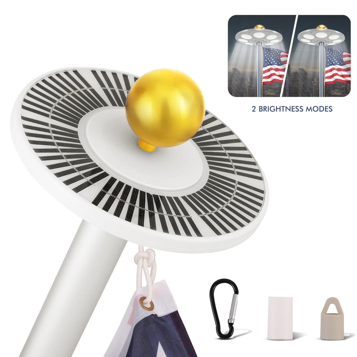 PPQ flagpole light brightens your banner with dusk-to-dawn auto-on functionality.