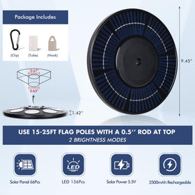 PPQ solar flag light uses 66 panels for efficient sun energy storage
