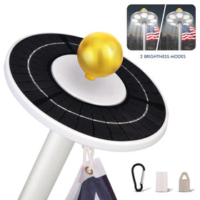 PPQ dusk-to-dawn solar light powering flag visibility all night