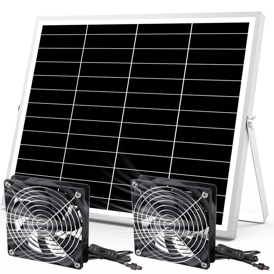 pqins 5 inch solar powered fan front view for compact space cooling