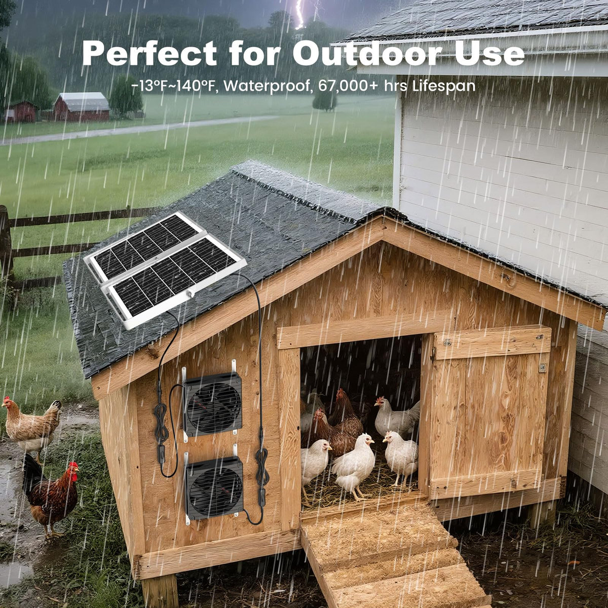 PQINS outdoor waterproof durable fans withstand weather for chicken coops and greenhouses