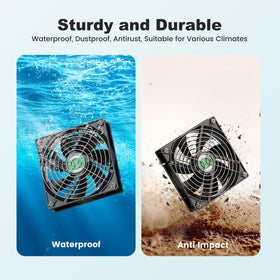 panel outdoors, fan indoors showing flexible exhaust or intake setup.