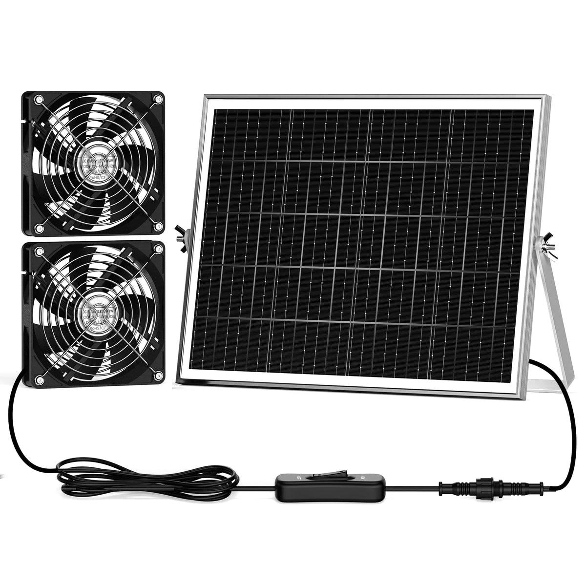 pqins solar panel and greenhouse fan assembly for efficient airflow