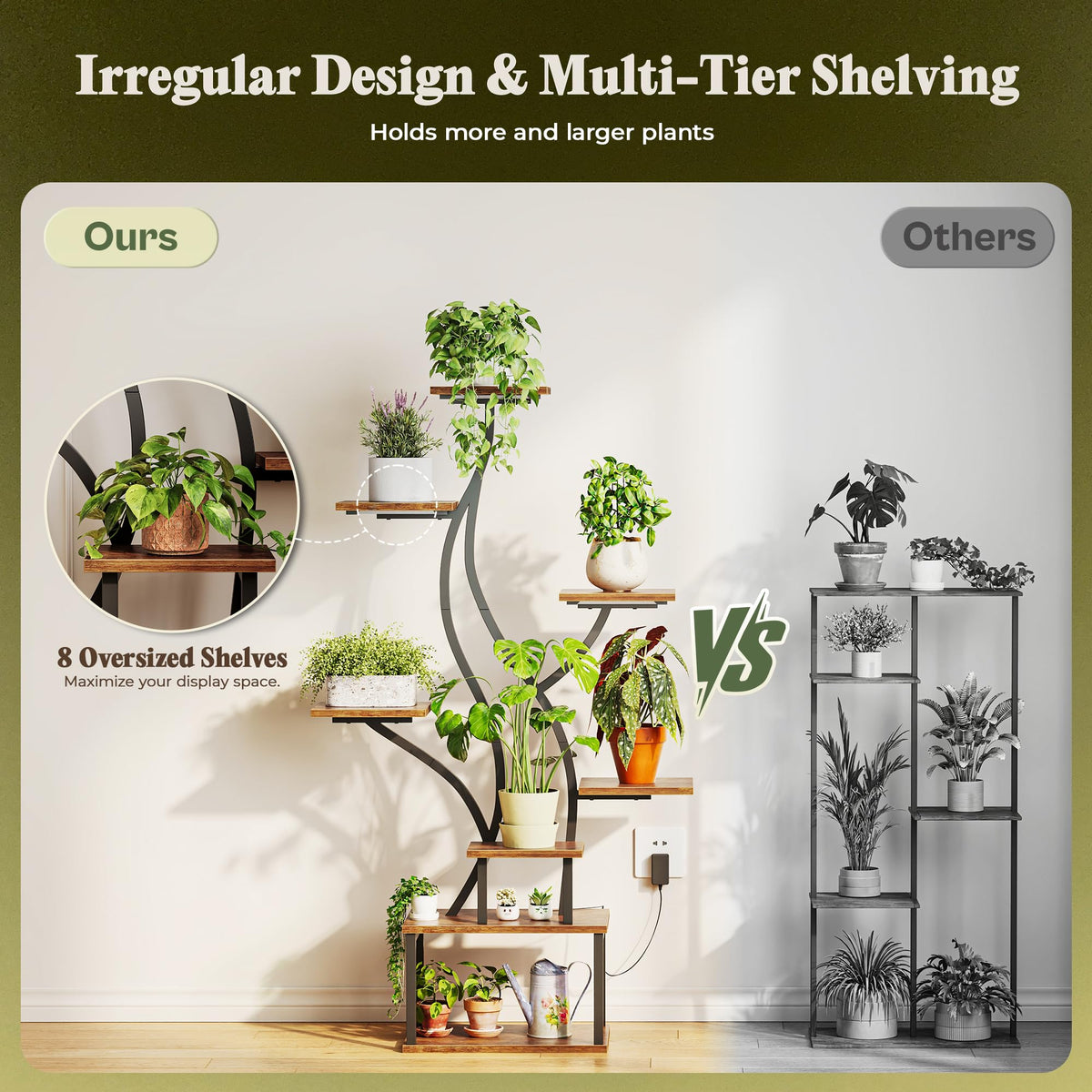 PRAISUN plant stand shelves are rust-resistant and easy to clean