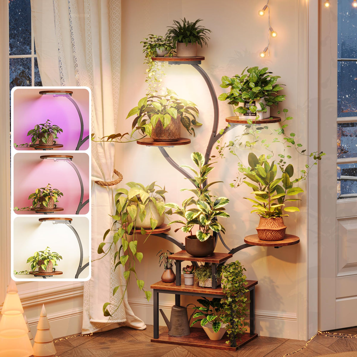 PRAISUN 51-inch plant stand with grow lights offering year-round lighting for greens