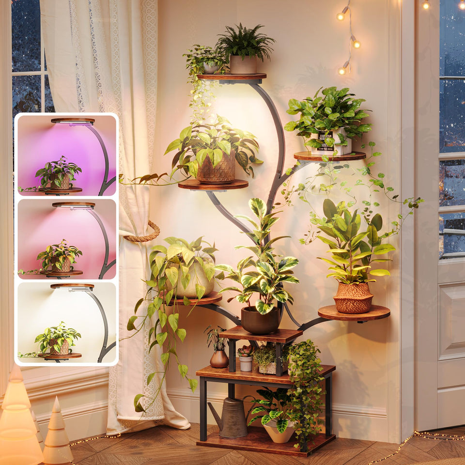 PRAISUN 51-inch plant stand with grow lights offering year-round lighting for greens
