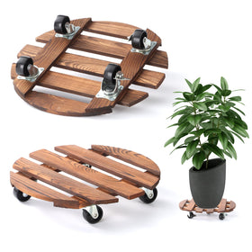PRAQECZ 12in plant caddy wheels moving heavy pots with ease in indoor or outdoor spaces.