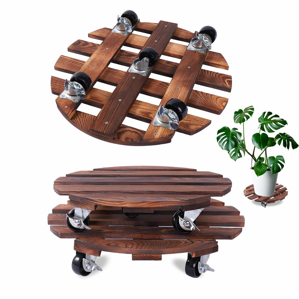 PRAQECZ plant dolly 14-inch with 5 wheels moves heavy pots easily on patios.