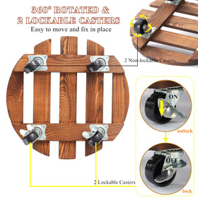 PRAQECZ wooden plant pot dolly supports heavy planters with easy mobility.