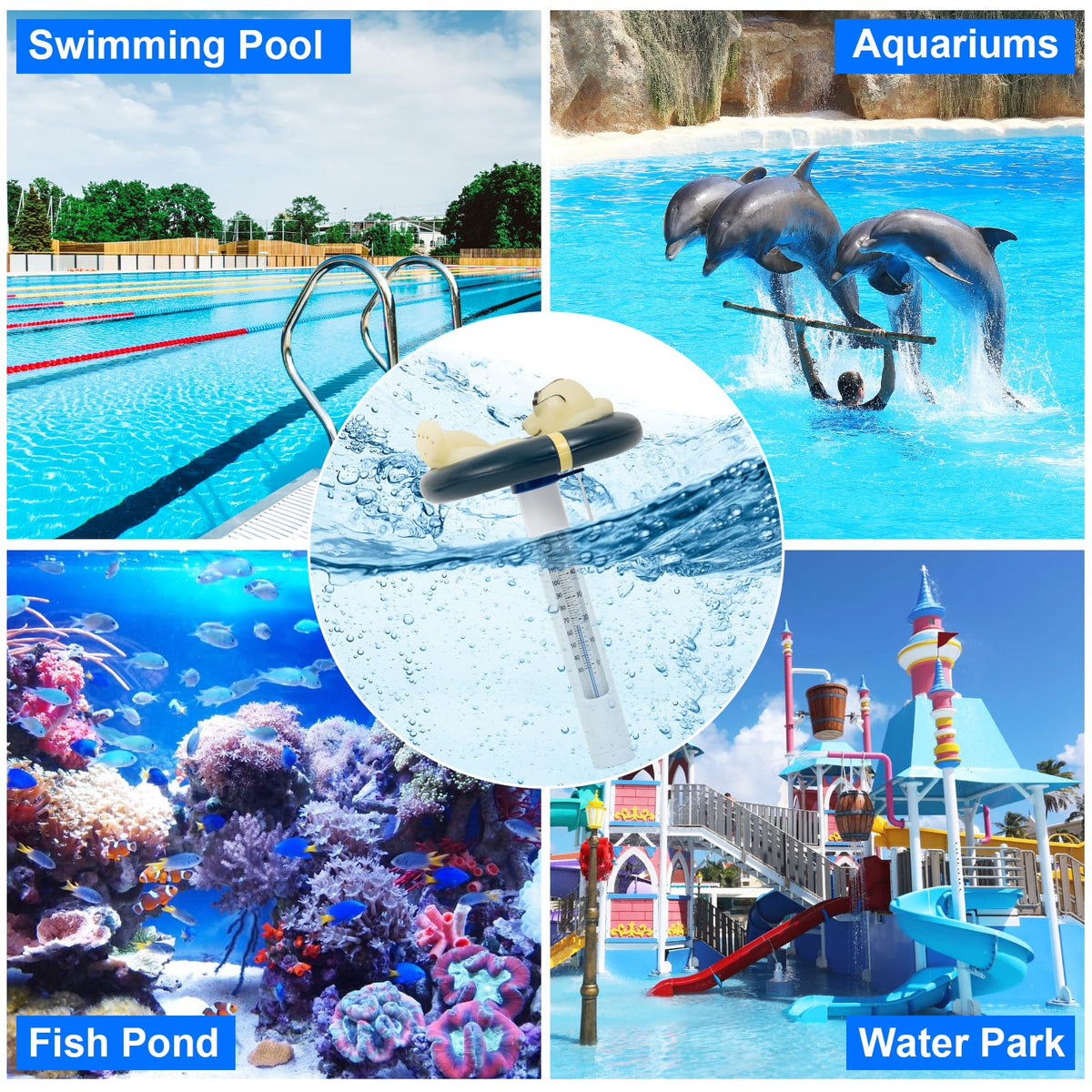 PRASBURR floating thermometer compact and portable for gym pools and travel use.