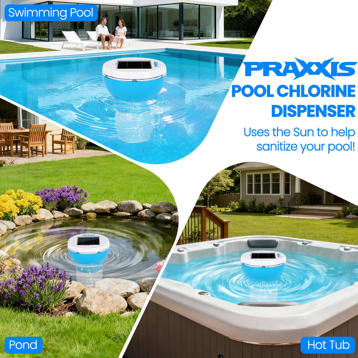 PRAXXIS chlorine floater with safety design supports easy, mess-free handling