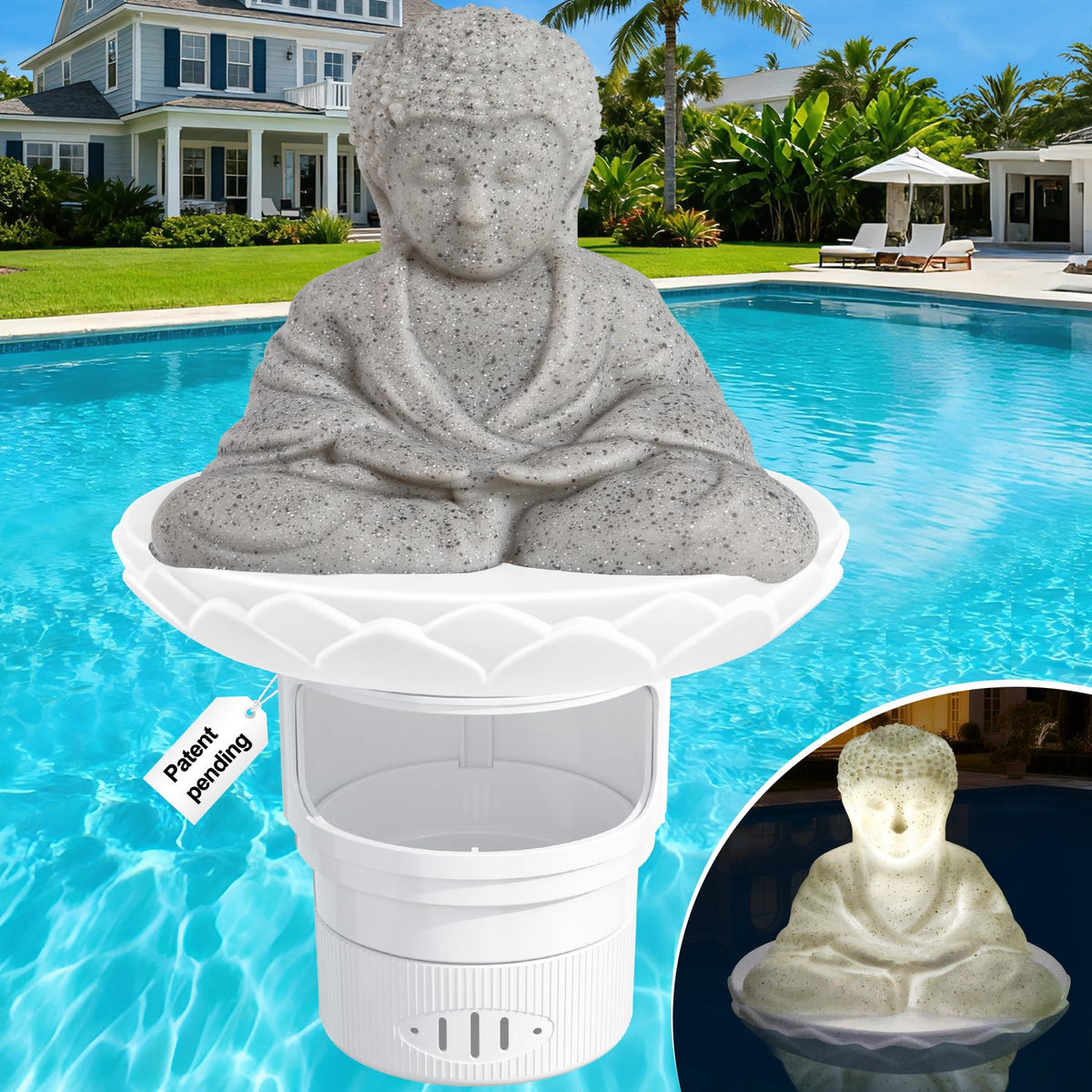 PRAXXIS Buddha statue chlorine floater with zen design and even chlorine release