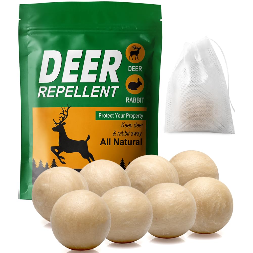PRBSOQ deer repellent balls protect outdoor garden beds from deer nibbling.