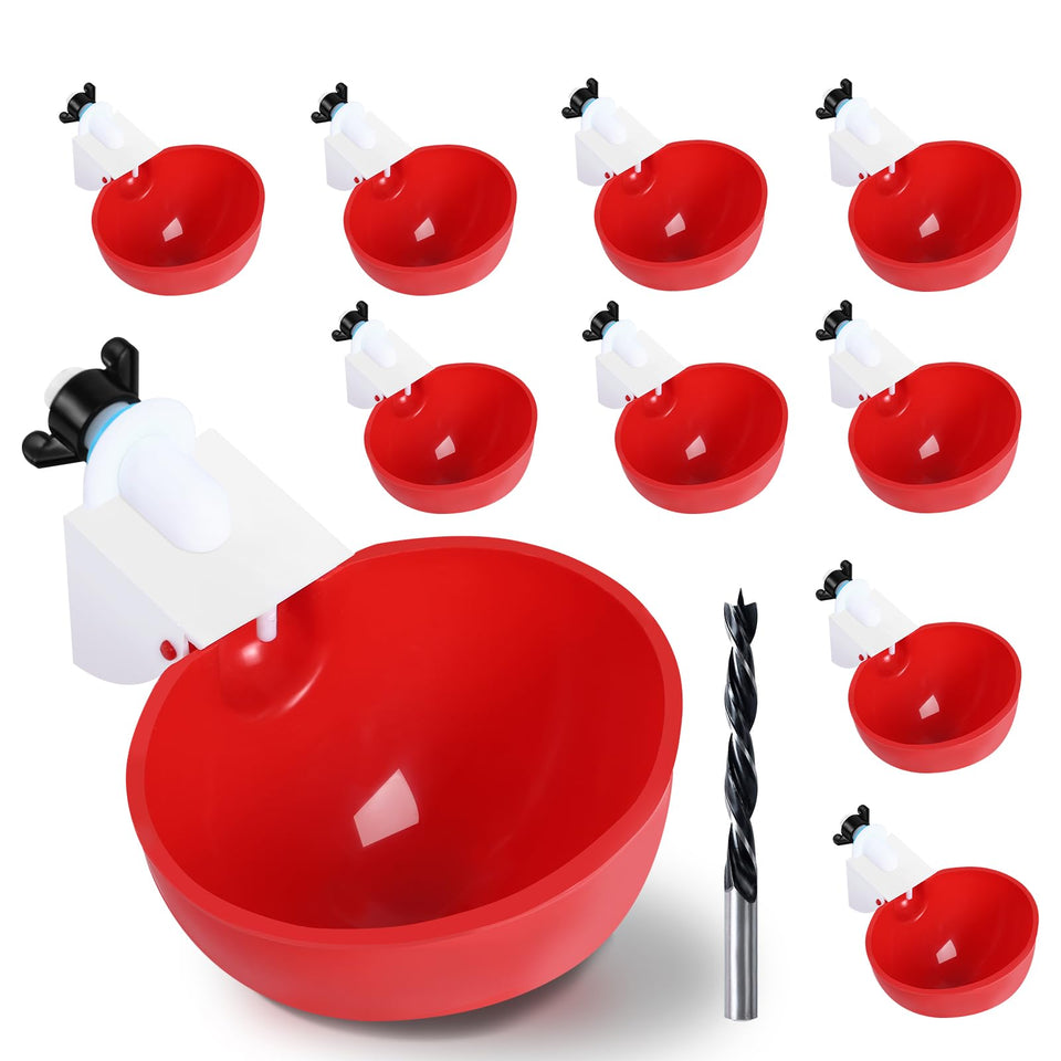 Prdiozyn 10-piece chicken waterer cups kit ready for quick coop setup