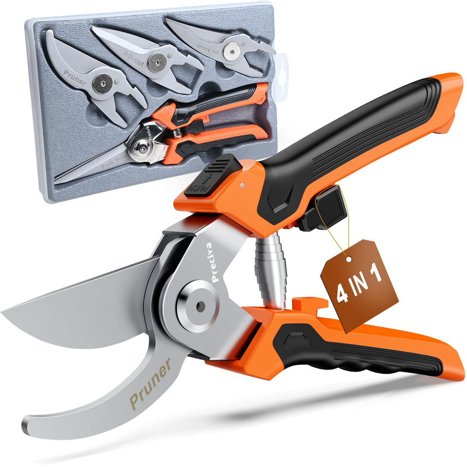 Preciva 4-in-1 garden pruning shears body showing versatile pruning durability