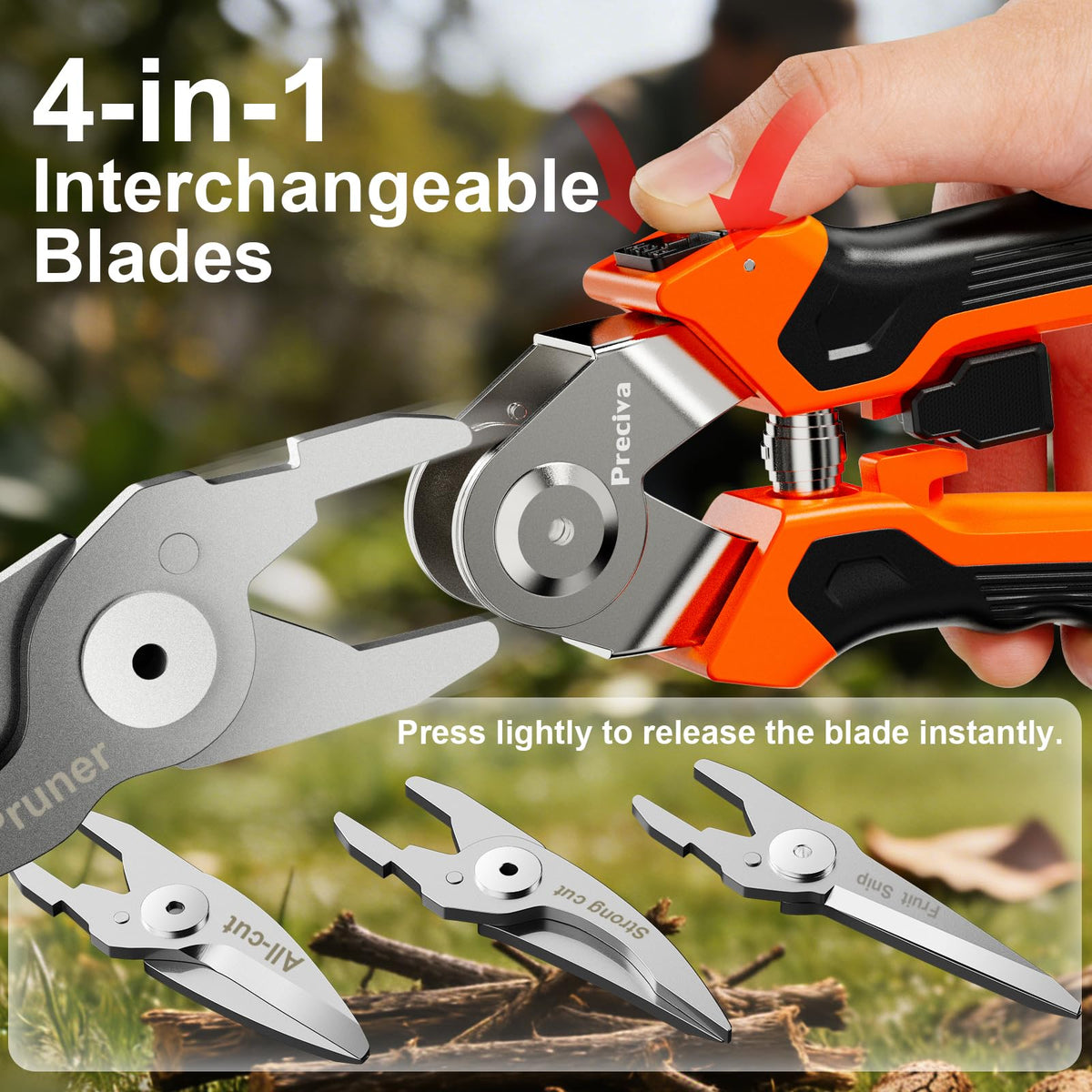 Preciva 4-in-1 curved blade for clean cuts on vines and shrubs