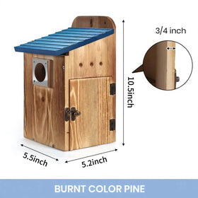 Predimeza blue bird house side panel enables clear interior viewing.