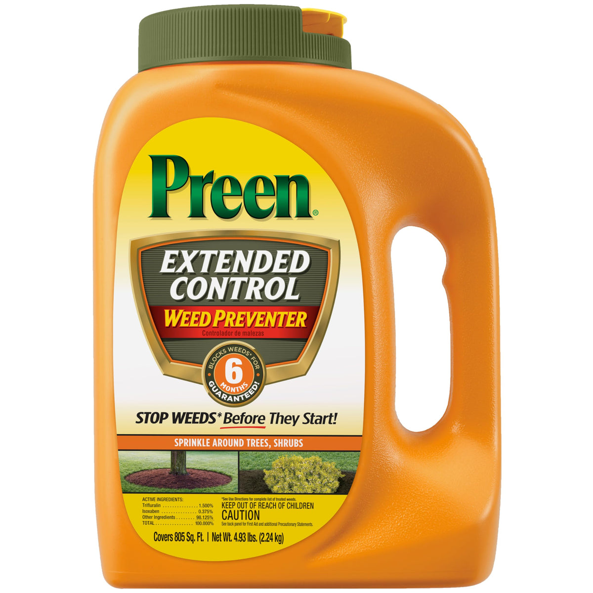 Preen Extended Control 4.93 lb bottle ready for season-long weed prevention