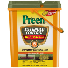 Preen Extended Control Weed Preventer bottle for season-long weed suppression around perennials