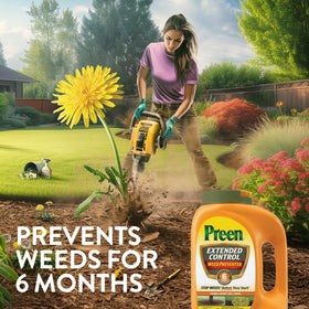 Preen Extended Control Weed Preventer label with directions for correct use