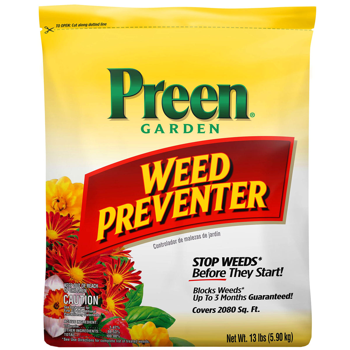 Preen Garden Weed Preventer bag with scoop for easy garden protection